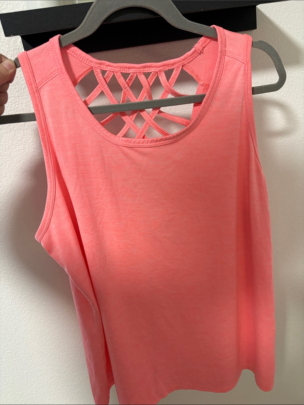 Active Wear Lattice-Back Tank Top in Coral